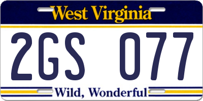 WV license plate 2GS077