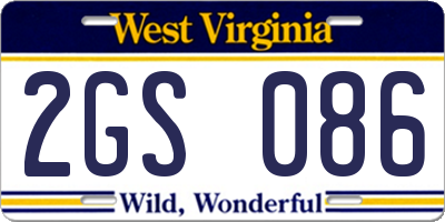 WV license plate 2GS086