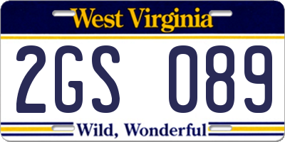 WV license plate 2GS089