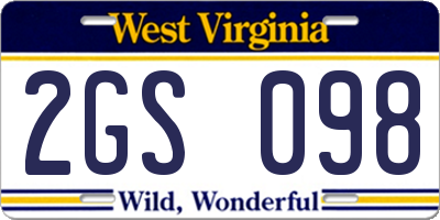 WV license plate 2GS098