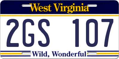 WV license plate 2GS107
