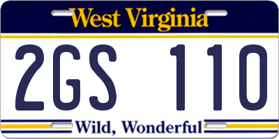 WV license plate 2GS110