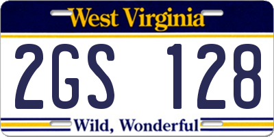 WV license plate 2GS128