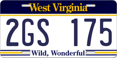 WV license plate 2GS175