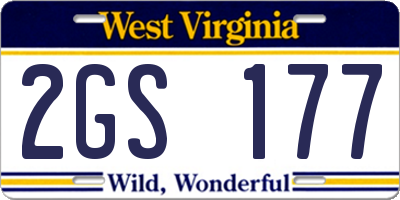 WV license plate 2GS177