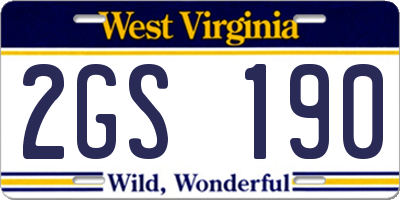 WV license plate 2GS190