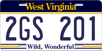 WV license plate 2GS201