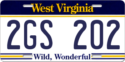 WV license plate 2GS202