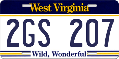 WV license plate 2GS207