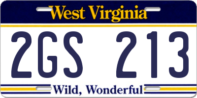 WV license plate 2GS213