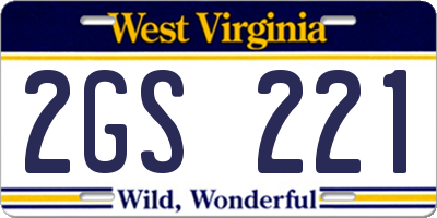 WV license plate 2GS221