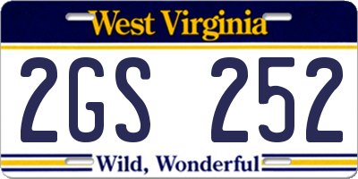 WV license plate 2GS252