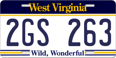 WV license plate 2GS263