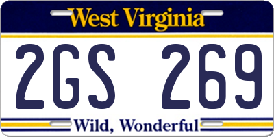 WV license plate 2GS269