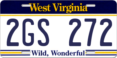 WV license plate 2GS272