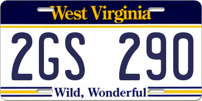 WV license plate 2GS290