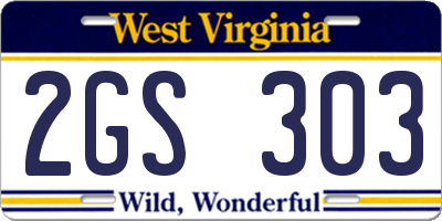 WV license plate 2GS303