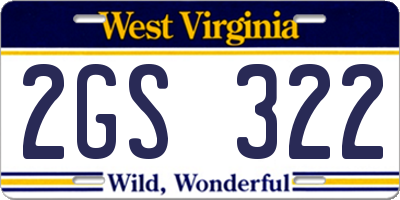 WV license plate 2GS322
