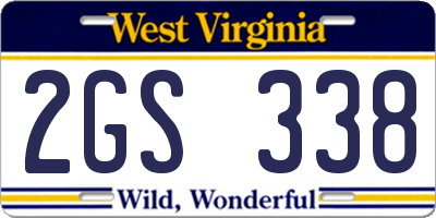 WV license plate 2GS338