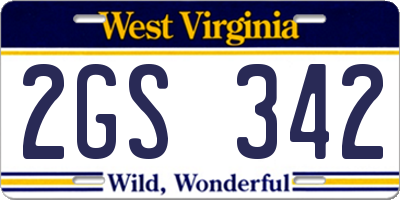 WV license plate 2GS342
