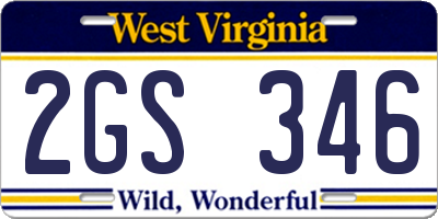 WV license plate 2GS346