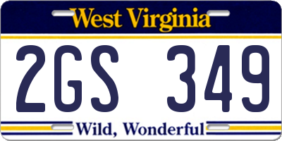 WV license plate 2GS349