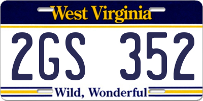 WV license plate 2GS352