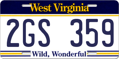 WV license plate 2GS359