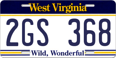 WV license plate 2GS368