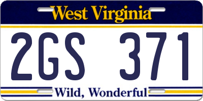 WV license plate 2GS371