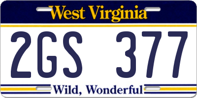 WV license plate 2GS377
