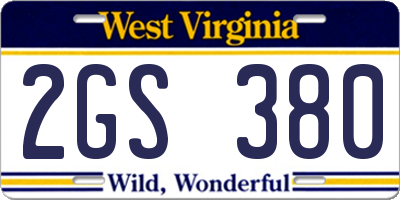 WV license plate 2GS380