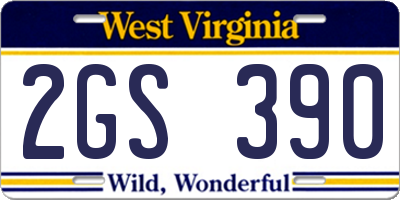 WV license plate 2GS390