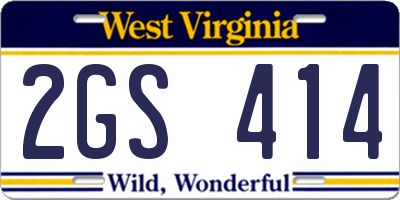WV license plate 2GS414