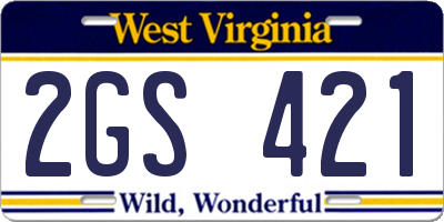 WV license plate 2GS421