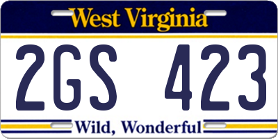 WV license plate 2GS423