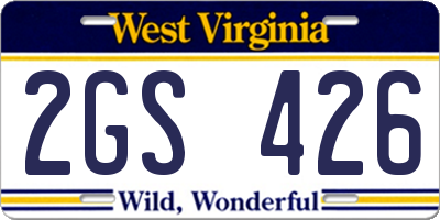 WV license plate 2GS426