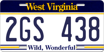 WV license plate 2GS438