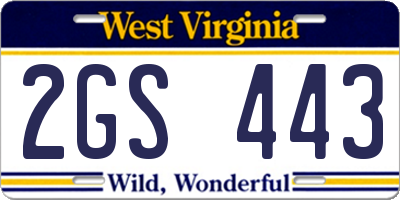WV license plate 2GS443