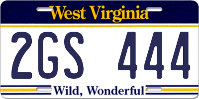 WV license plate 2GS444