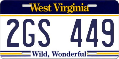WV license plate 2GS449