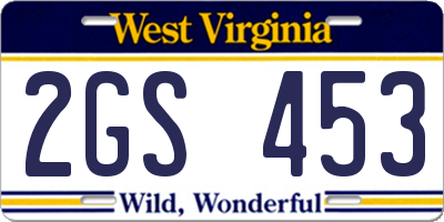 WV license plate 2GS453