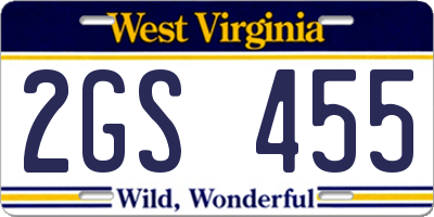 WV license plate 2GS455
