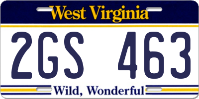 WV license plate 2GS463