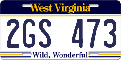 WV license plate 2GS473