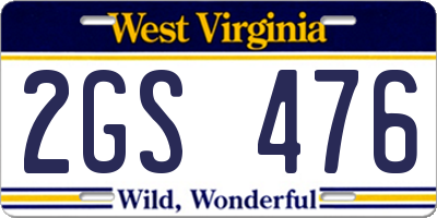 WV license plate 2GS476