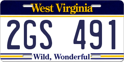 WV license plate 2GS491