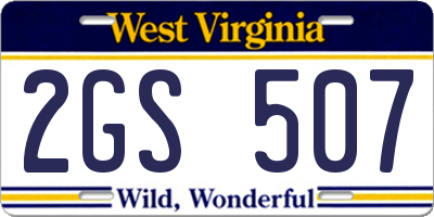 WV license plate 2GS507
