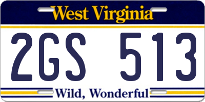 WV license plate 2GS513