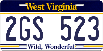 WV license plate 2GS523